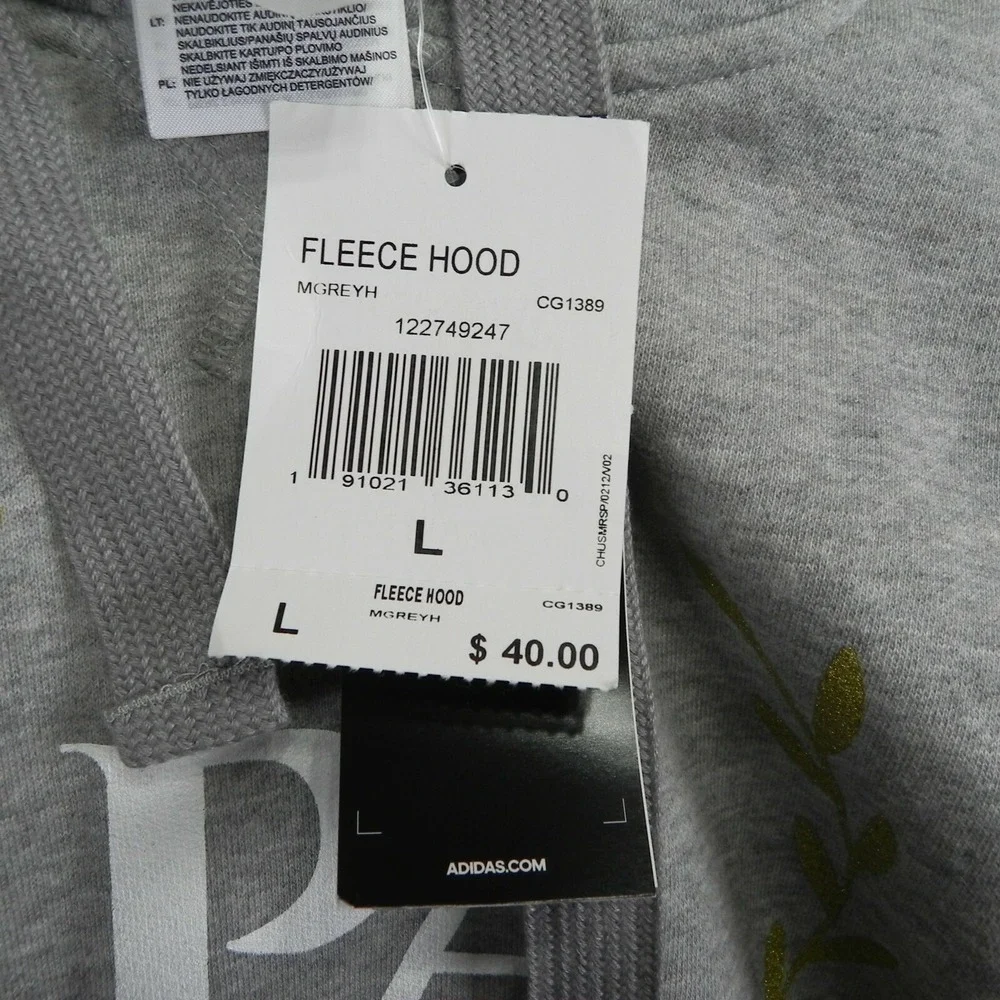 Adidas Hoodie Mens Large Pullover Sweatshirt Gray Long‎ Sleeve Priority Athletes